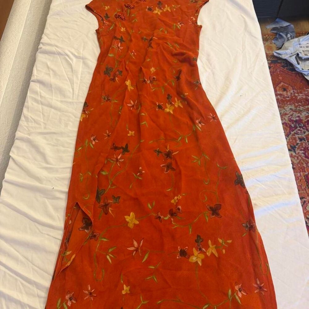 Benjamin-adams Women's Orange and Red Dress